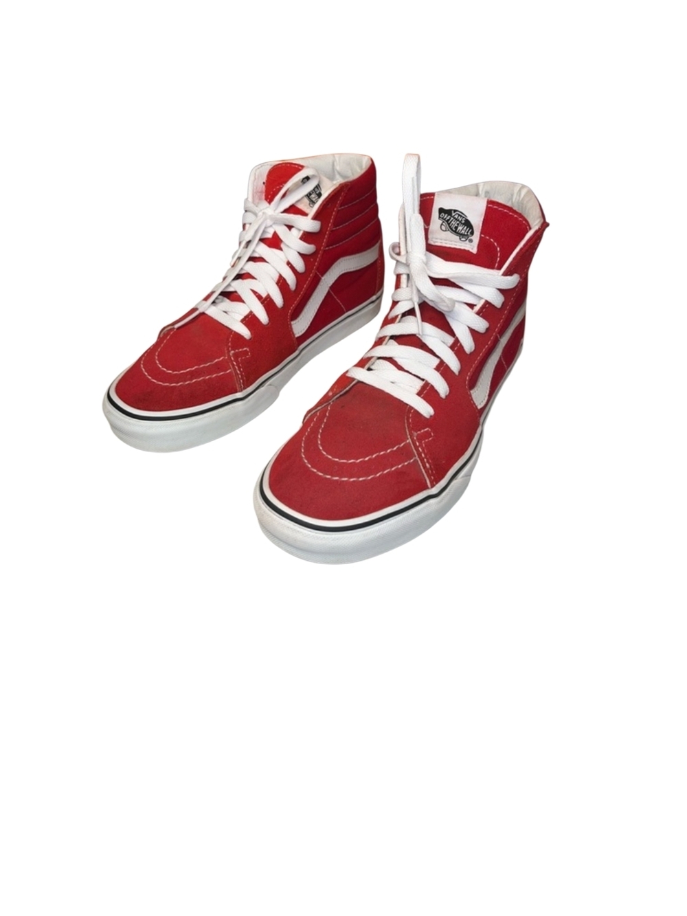 Vans Sk8-Hi Lace Up Shoe Suede/Canvas M-8.5 W-10 Racing Red/True White unisex
